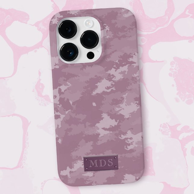 Rosa Camouflage Muster Niedlich Girly Camouflage M Case-Mate iPhone Hülle (A pink camo phone case with space for your initials)