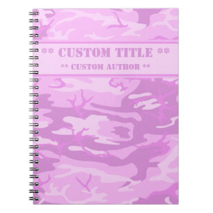 Rosa Camouflage Notebook mit Titel/Autor-Block Notizblock