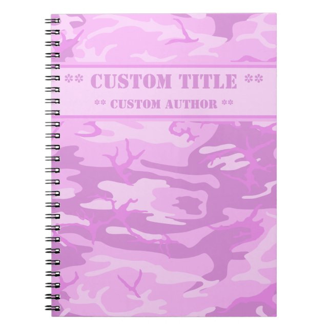 Rosa Camouflage Notebook mit Titel/Autor-Block Notizblock (Vorderseite)
