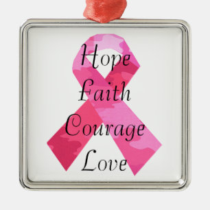 Rosa Camouflage Ribbon Faith Square Ornament