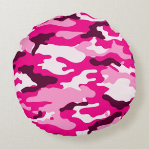 Rosa Camouflage Rundkissen Rundes Kissen