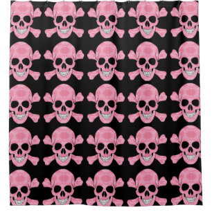 Rosa Camouflage Skull Crossbones Duschvorhang