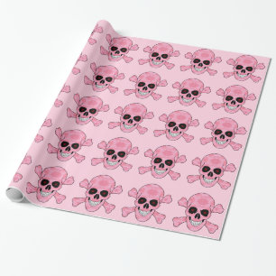 Rosa Camouflage Skull Red Eyes Crossbones Wrapping Geschenkpapier
