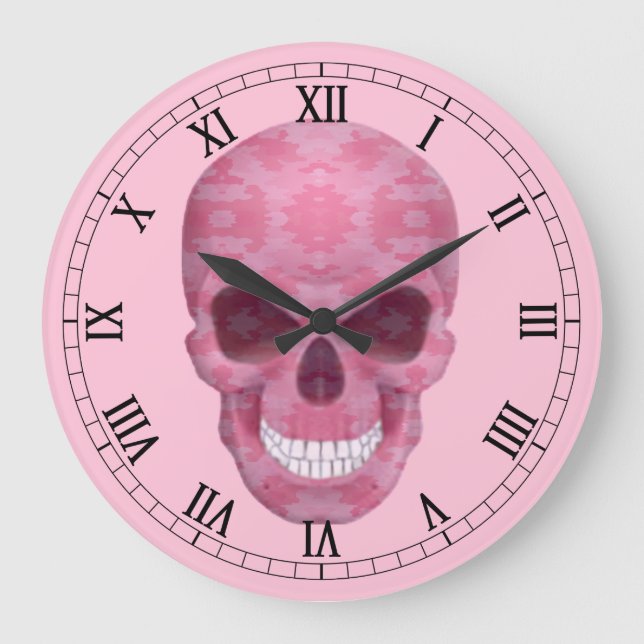 Rosa Camouflage Skull römische Numerische Uhr (Vorderseite)