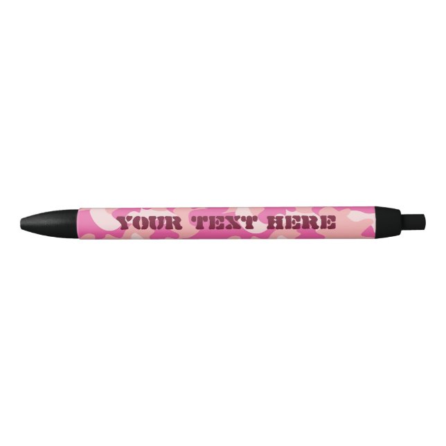 Rosa Camouflage-Stift - addieren Sie Ihren Text Kugelschreiber (Vorderseite)