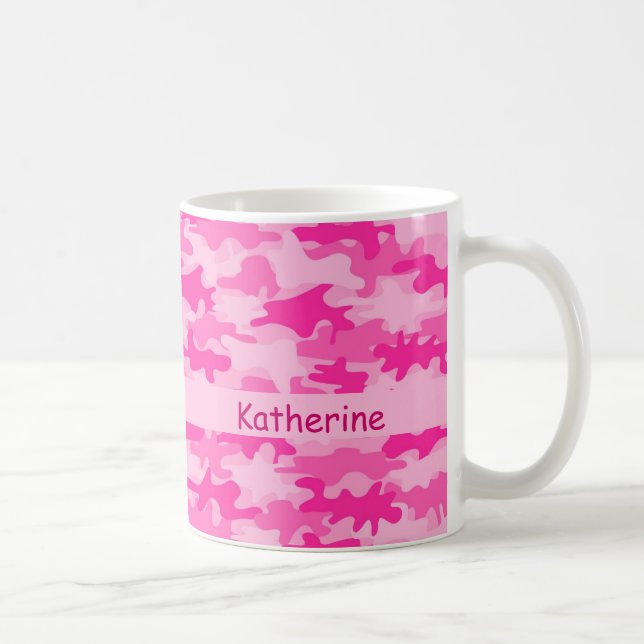 Rosa Camouflage-Tarnungs-Name personalisiert Tasse (Rechts)