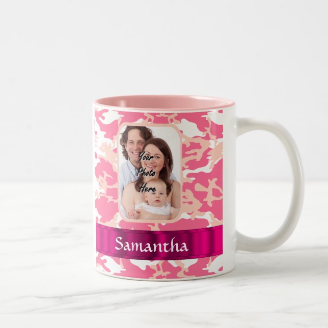 Rosa Camouflage Zweifarbige Tasse (Rechts)
