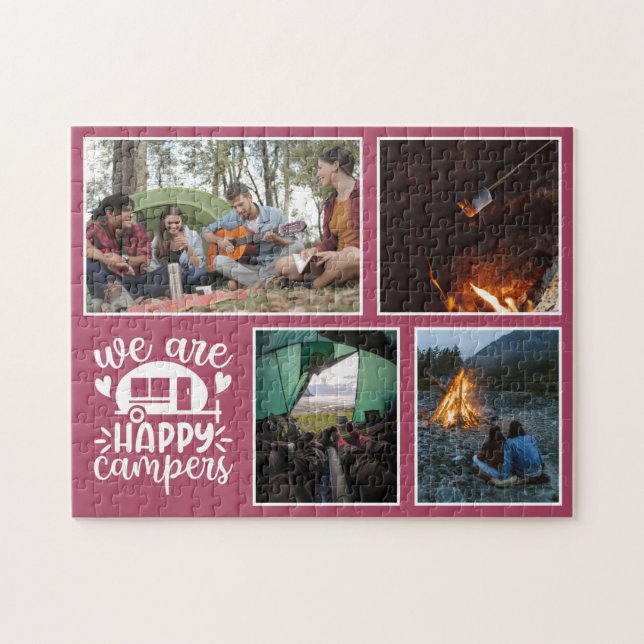 Rosa Camping 4 Fotocollage Keepake Puzzle (Horizontal)