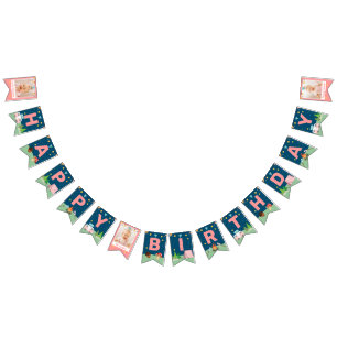 Rosa Camping Geburtstag Girls Camp Out Party Foto Wimpelkette