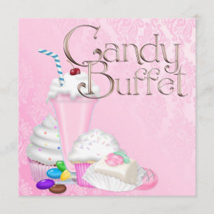 Rosa Candy Buffet Party Einladung