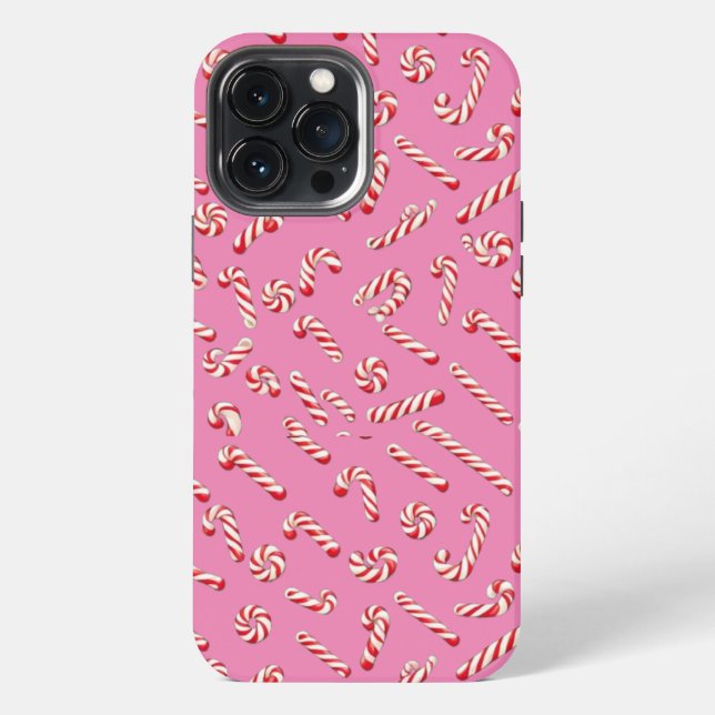 Rosa Candy Cane-Muster iPhone Hülle (Rückseite)