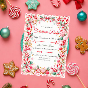 Rosa Candy Cane Weihnachtsfeier Einladung