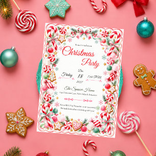 Rosa Candy Cane Weihnachtsfeier Einladung