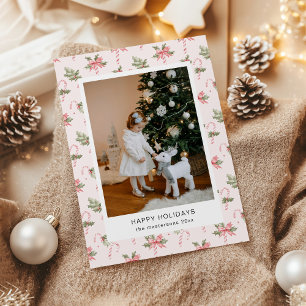 Rosa Candy Canes Wallpaper Foto Holiday Card Feiertagskarte