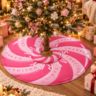 Rosa Candy Swirl Frohe Weihnachtsbaum Polyester Weihnachtsbaumdecke