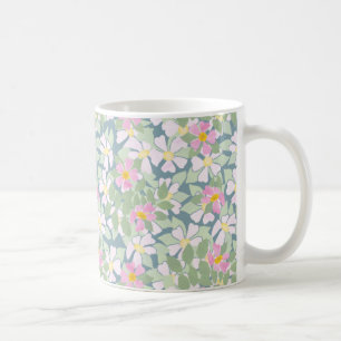 Rosa canina in Rosa und Weiß auf Tiefblau Kaffeetasse