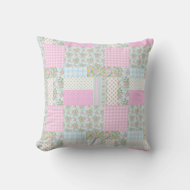 Rosa-canina-Kissen oder -Pillow mit falschem Patch Kissen (Vorderseite)