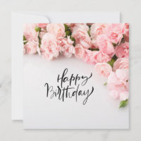 Rosa Carnation Blume Happy Birthday Card