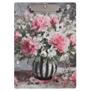 Rosa Carnation Floral Blume Arrangement Schwarz Klemmbrett