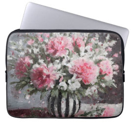 Rosa Carnation Floral Blume Arrangement Schwarz Laptopschutzhülle