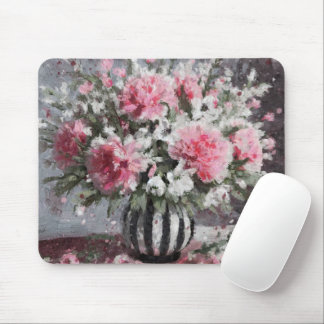 Rosa Carnation Floral Blume Arrangement Schwarz Mousepad