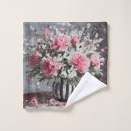Rosa Carnation Floral Blume Arrangement Schwarz Waschlappen