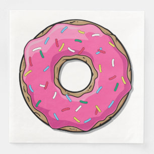 Rosa Cartoon Donut mit Sprinklen Serviette