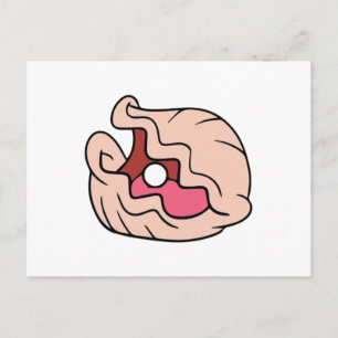 Rosa Cartoon Klam mit einer Perle darin Postkarte