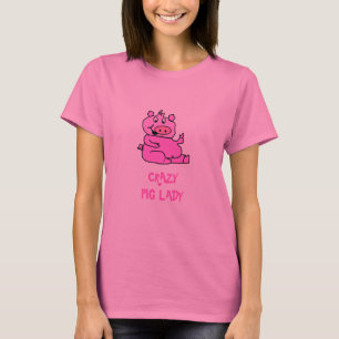 Rosa Cartoon Schwein-T - Shirt "verrücktes