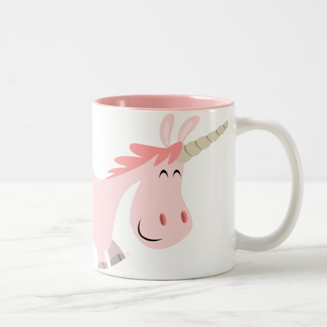 Rosa Cartoonunicorn-Tasse Zweifarbige Tasse (Rechts)