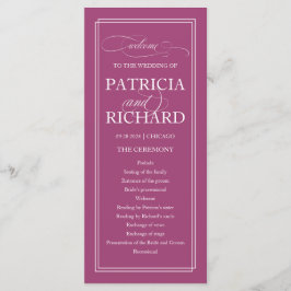 Rosa Cassis Elegantes Hochzeitsprogramm Programm