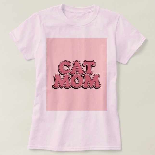 Rosa Cat Mama Text T - Shirt (Design vorne)