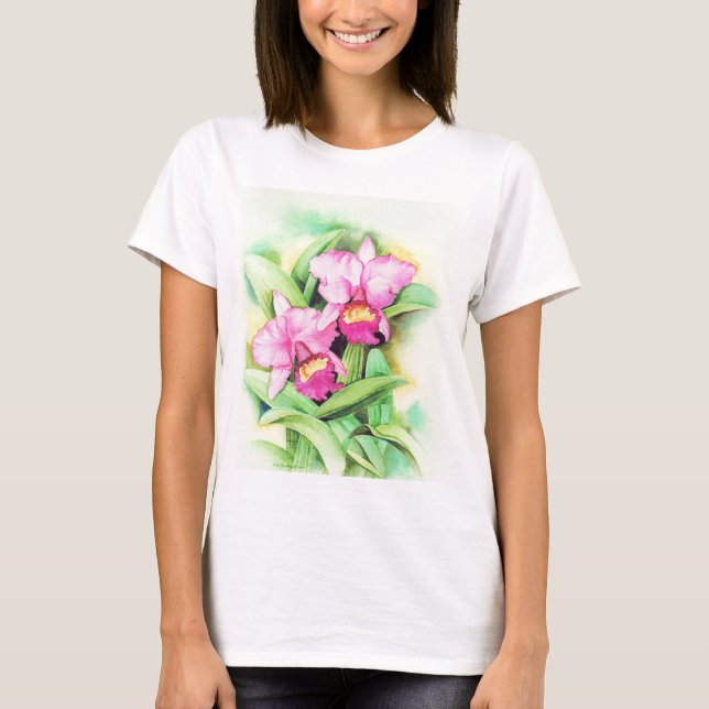Rosa Catleya Orchideen-Blumen-Kunst - multi T-Shirt (Vorderseite)