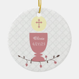 Rosa Chalice und Spitze Keramikornament