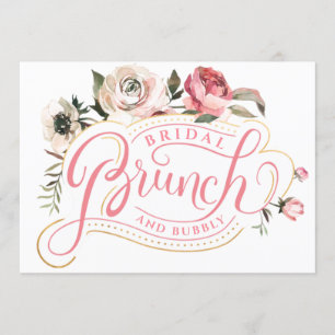 Rosa Champagne   Brunch & Bubbly Brautparty Einladung