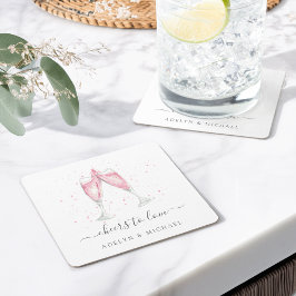 Rosa Champagner "Anfeuern zur Liebe" Personalisier Rechteckiger Pappuntersetzer