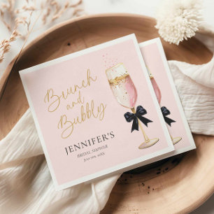 Rosa Champagner Brunch und Bubbly Brautparty Serviette