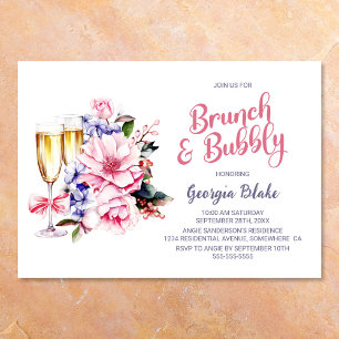 Rosa Champagner Brunch und Bubbly Einladung