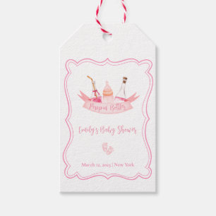 Rosa Champagner Flaschen Feet Frame Baby Dusche Geschenkanhänger