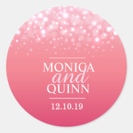 Rosa Champagner-Funkelbläschen Hochzeitsaufkleber Runder Aufkleber