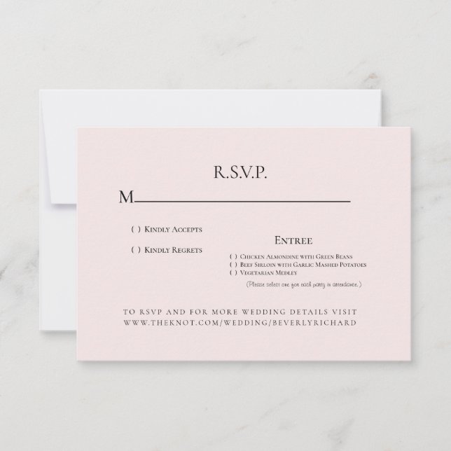 Rosa Champagner Monogram Wedding RSVP Karte (Vorderseite)