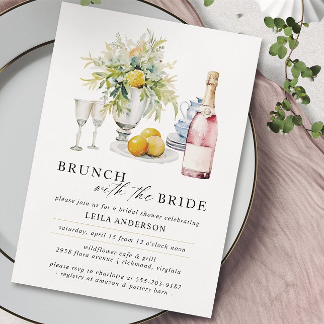 Rosa Champagner oder Wein | Niedliches Brunch-Brau Einladung (Von Creator hochgeladen)