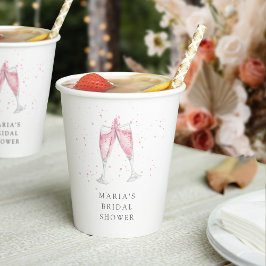 Rosa Champagner Personalisiertes Brautparty Pappbecher