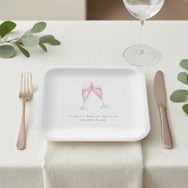 Rosa Champagner Personalisiertes Brautparty Pappteller