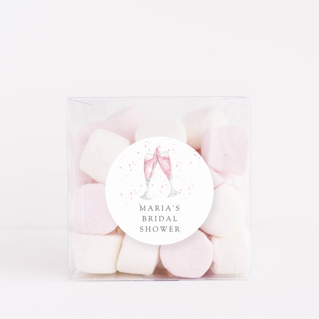 Rosa Champagner Personalisiertes Brautparty Runder Aufkleber (Von Creator hochgeladen)