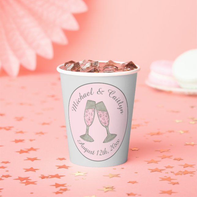 Rosa Champagner Toast Cheers Wedding Brautparty Pappbecher (Insitu)