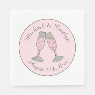 Rosa Champagner Toast Cheers Wedding Brautparty Serviette