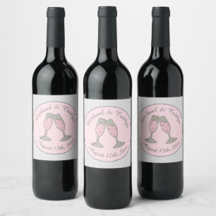 Rosa Champagner Toast Cheers Wedding Brautparty Weinetikett