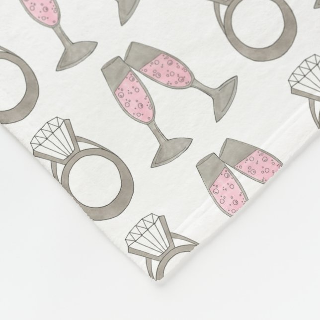 Rosa Champagner Toast Diamantring Braut Fleecedecke (Ecke)