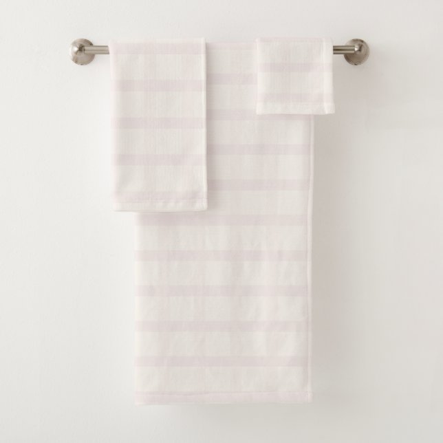Rosa Champagner und cremig weißes Gingham-Muster Badhandtuch Set (Insitu)